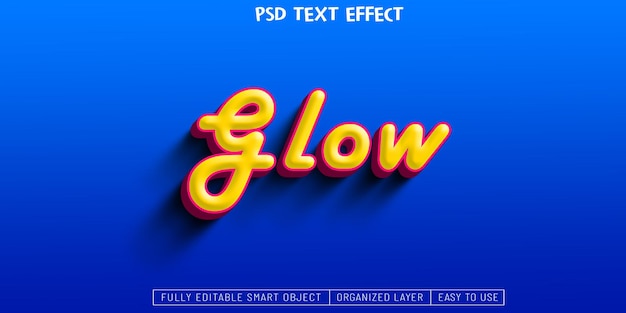 A blue background with the text glow in yellow and red.
