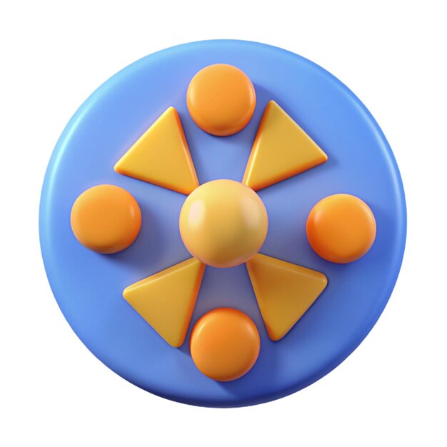 a blue circle with orange and yellow circles on it