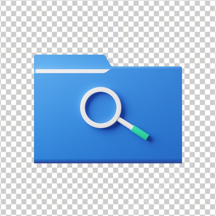 PSD a blue folder icon with a magnifying glass and a blue folder with a magnifying glass.