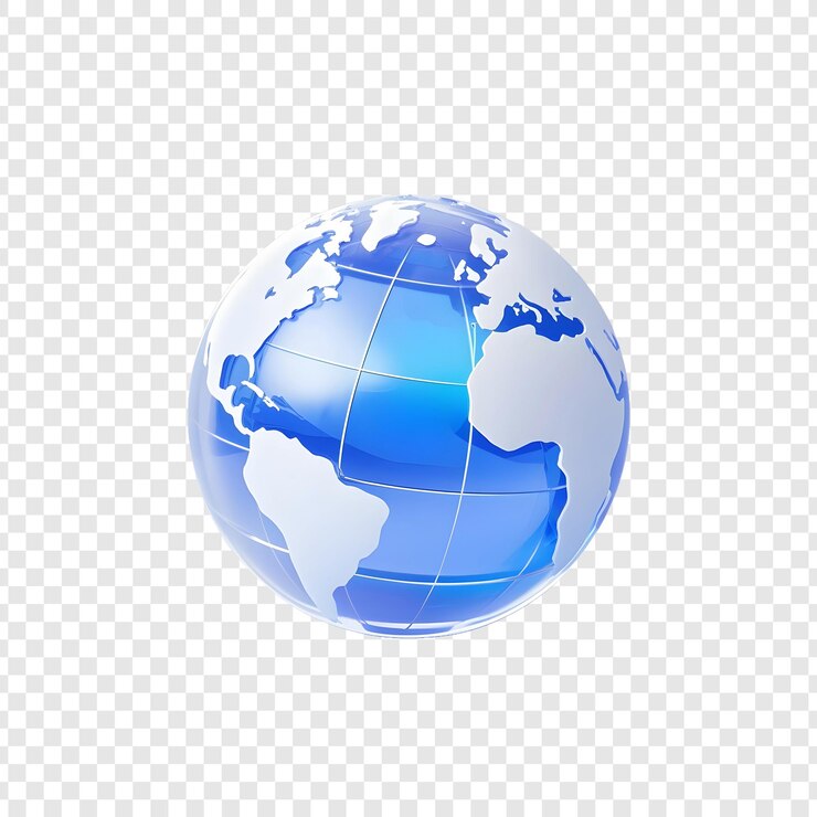 PSD a blue globe with a blue glass globe on a white background