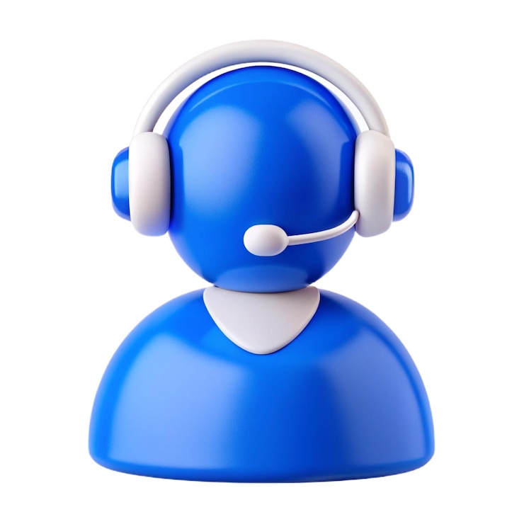 PSD a blue plastic headphones with a white microphone on it
