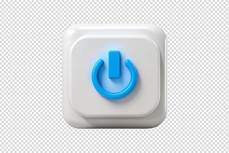 PSD a blue power button with a blue light on it