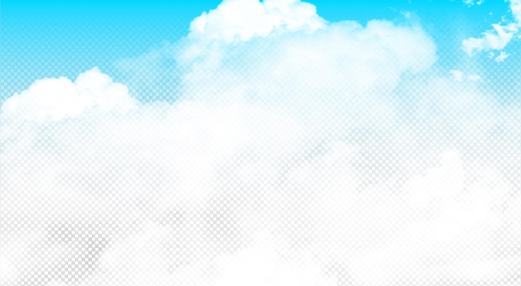 PSD a blue sky with white clouds isloated on transparent background