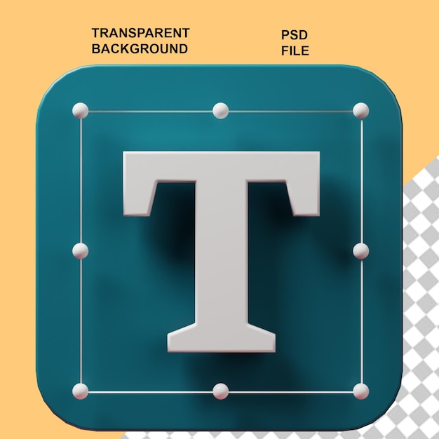 a blue square with a large letter t on it