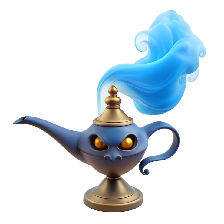 PSD a blue teapot with a steam coming out of it
