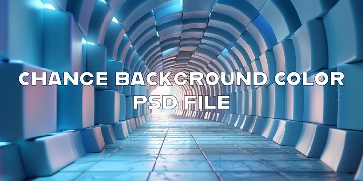 PSD a blue tunnel with white blocks