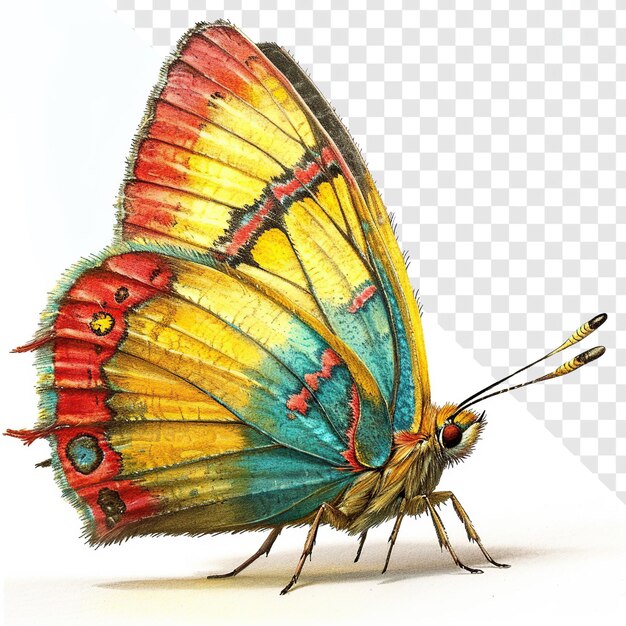 PSD a borboleta sandia hairstreak ilustração detalhada transparente