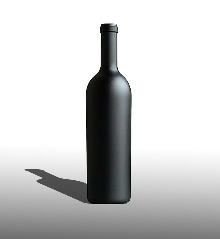 PSD a bottle of wine is shown on a white background