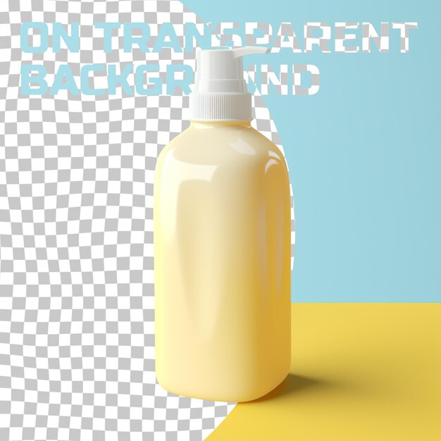 PSD a bottle of yellow liquid with a white cap on it