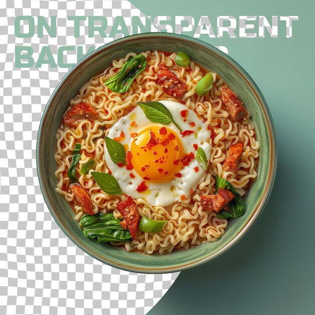 PSD a bowl of noodles with an egg on top