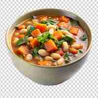 PSD a bowl of soup with vegetables and beans on transparent background