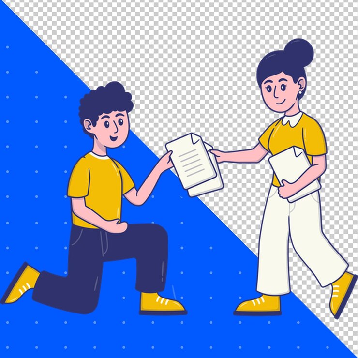 PSD a boy and a girl are running with a paper that says quot the word quot