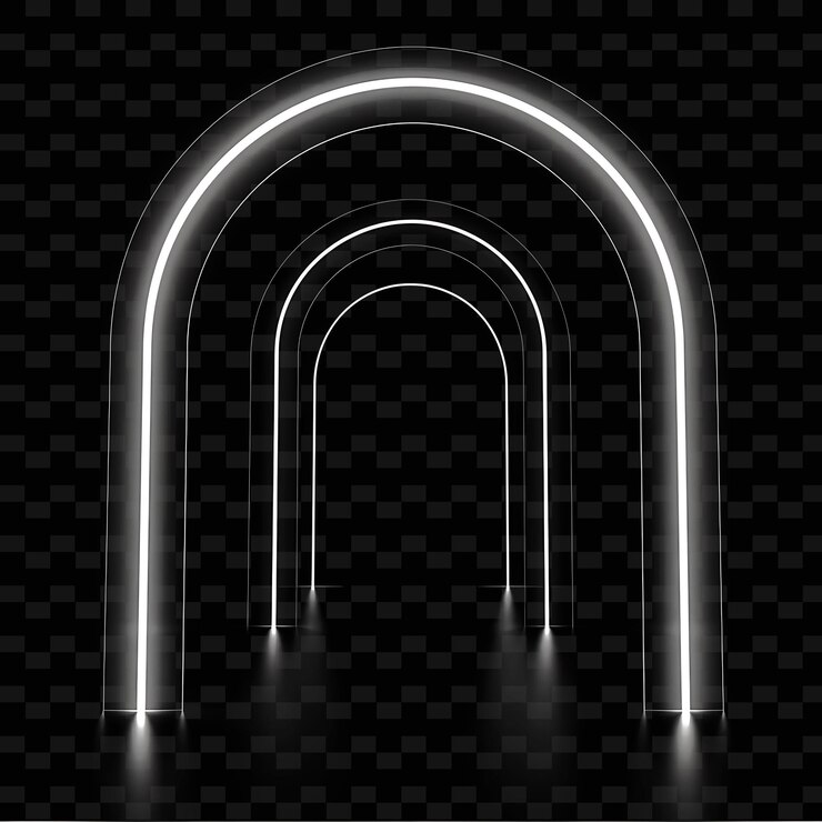 PSD a bright arch of light on a black background