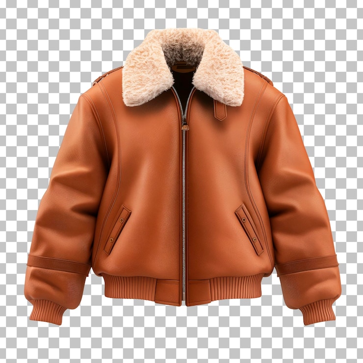 PSD a brown leather jacket with a hood that says  jacket