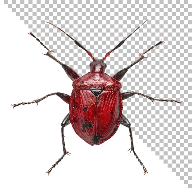 a bug with a red face is shown on a checkered background