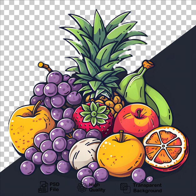 PSD a bunch fruit on a transparent background with png file