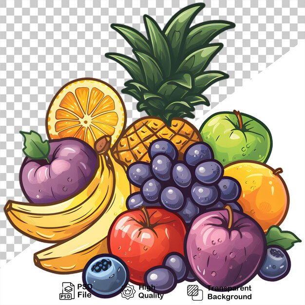 PSD a bunch fruit on a transparent background with png file