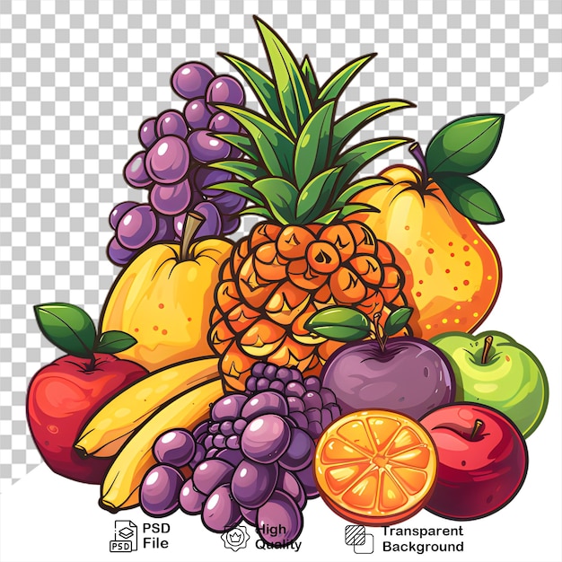 PSD a bunch fruit on a transparent background with png file