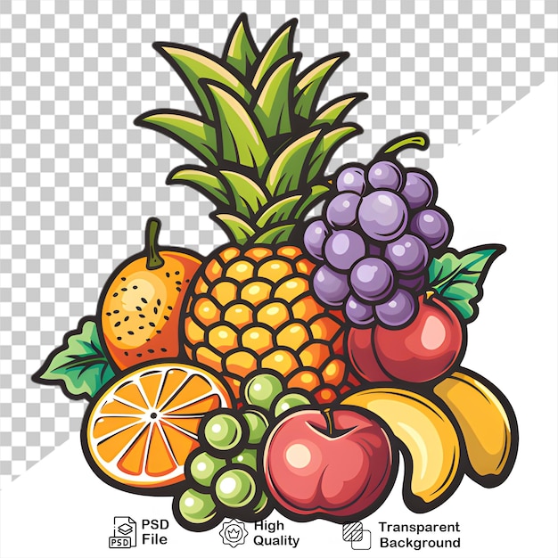 PSD a bunch fruit on a transparent background with png file