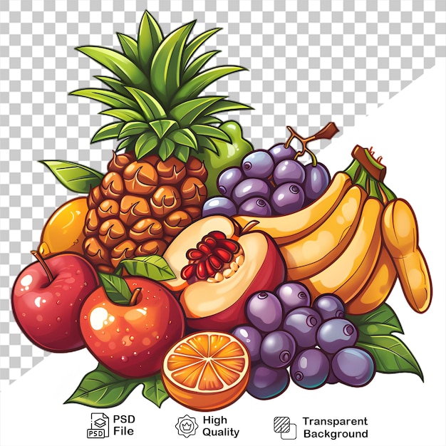 PSD a bunch fruit on a transparent background with png file