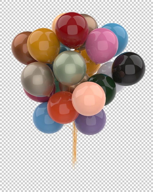 a bunch of balloons on transparent background 3d rendering illustration