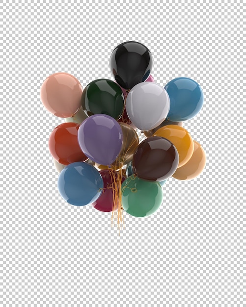 a bunch of balloons on transparent background 3d rendering illustration