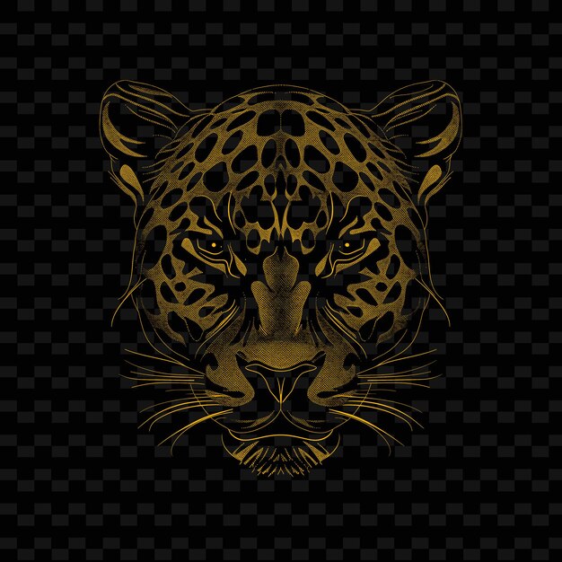 A cabeça de um leopardo com um fundo dourado