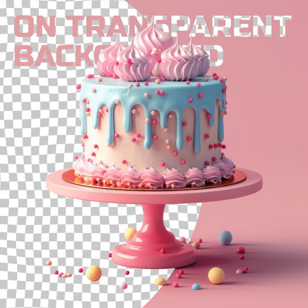 PSD a cake with a pink background and a cake with the words  happy birthday  on the bottom