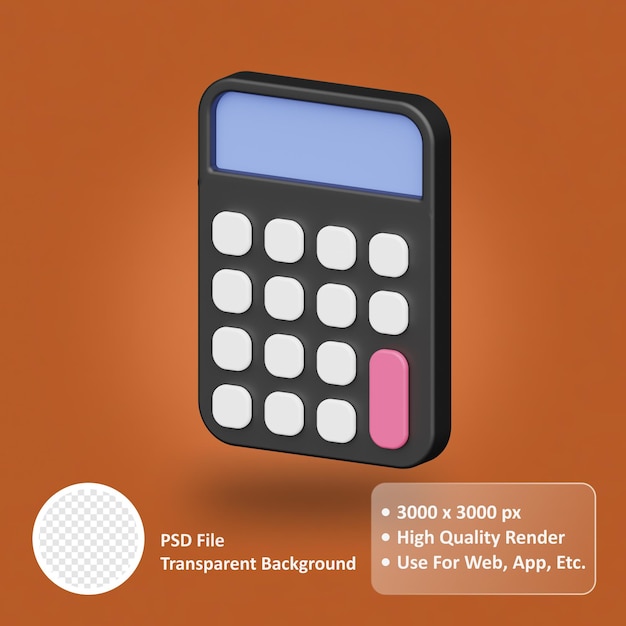 a calculator with a clear background and the words psd file on it