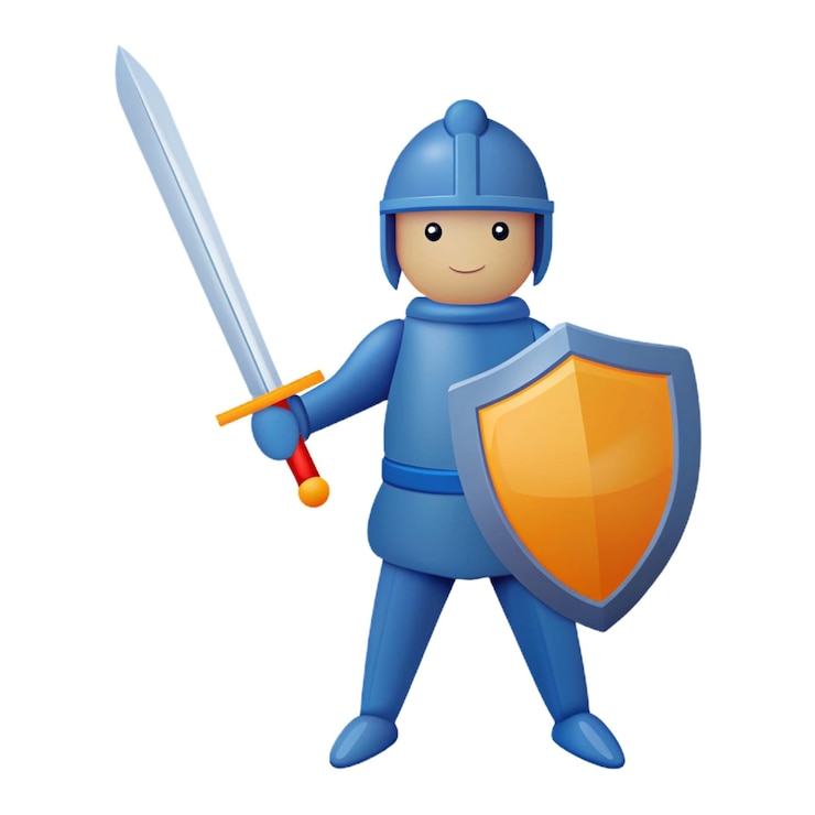 PSD a cartoon character with a sword and shield