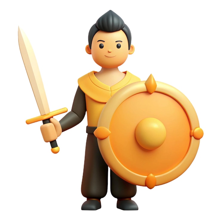 PSD a cartoon character with a sword and shield