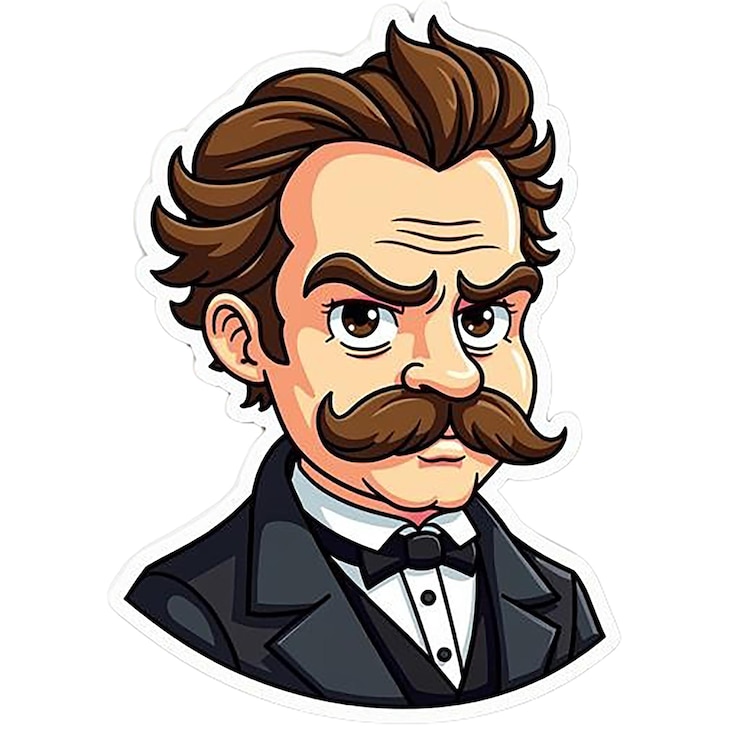 PSD a cartoon drawing of a man with a mustache and a bow tie