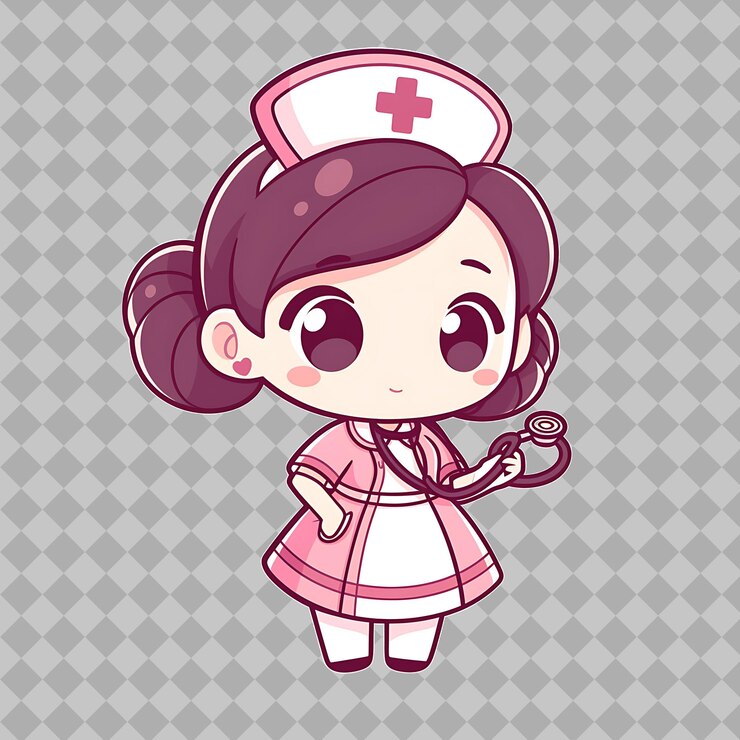 PSD a cartoon image of a nurse with a stethoscope on it