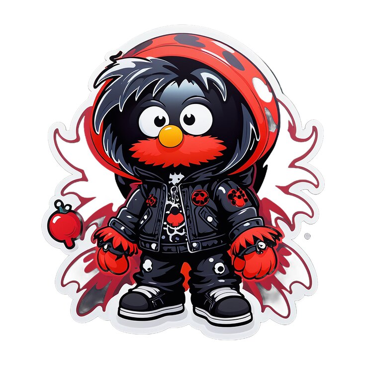 PSD a cartoon of a bird wearing a hoodie and a red hat