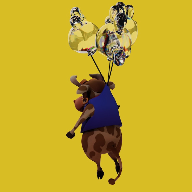 PSD a cartoon of a moose with a blue cape on its head