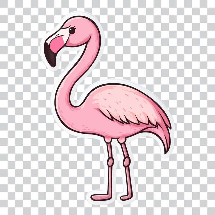 PSD a cartoonish pink flamingo isolated on transparent background