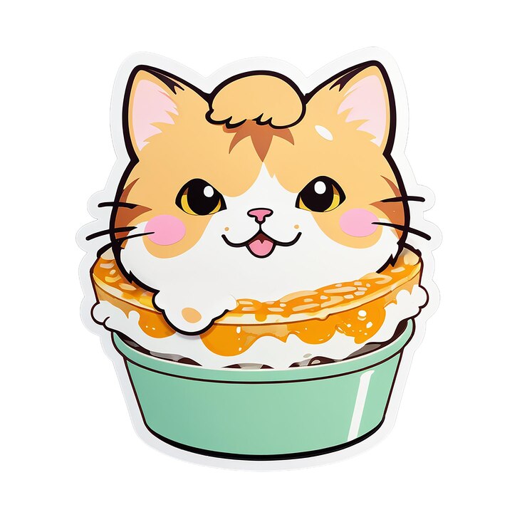 PSD a cat that is sitting in a bowl of food