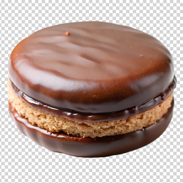 a chocolate covered cookie with chocolate and chocolate on a transparent background