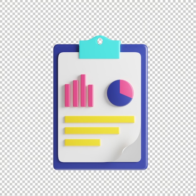 a clipboard with a chart and a pie chart on it.
