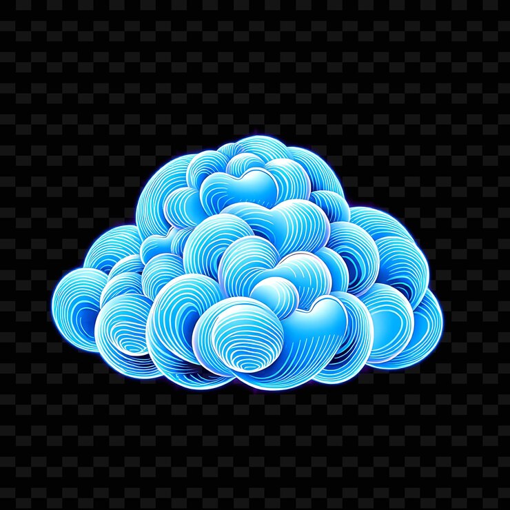 PSD a cloud with blue lines and the words quot blue quot on the bottom