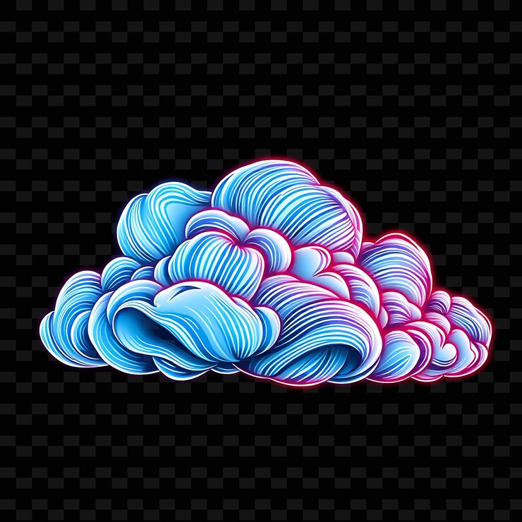 PSD a cloud with the blue and pink colors of the cloud