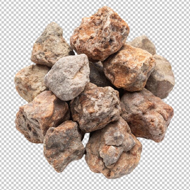 a cluster of realistic looking artificial rocks on transparent background