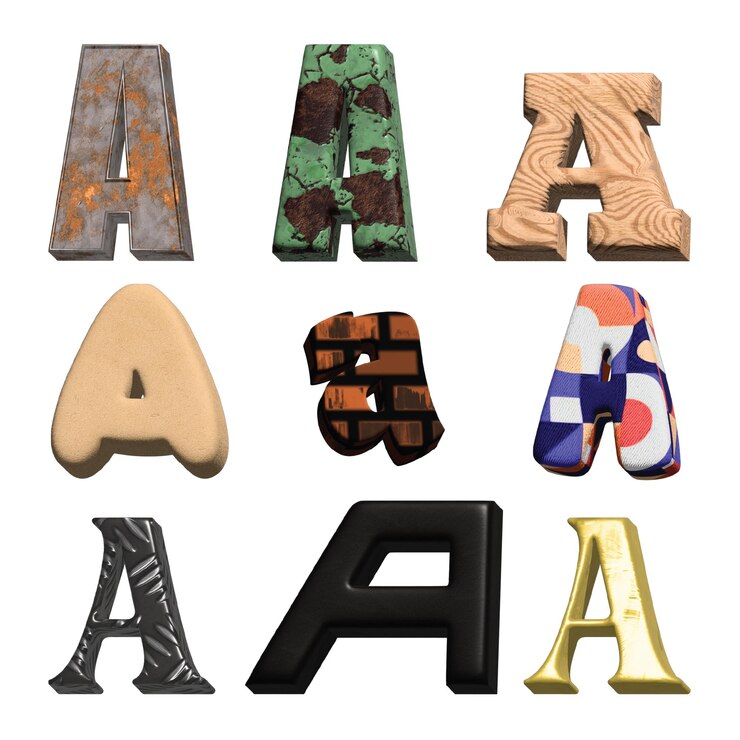 PSD a collection 3d of letters typeface set