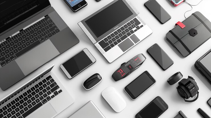 PSD a collection of electronic devices including one that says t on the bottom