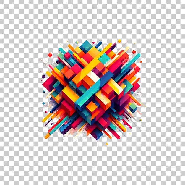 a colorful abstract design with a circle of colored squares