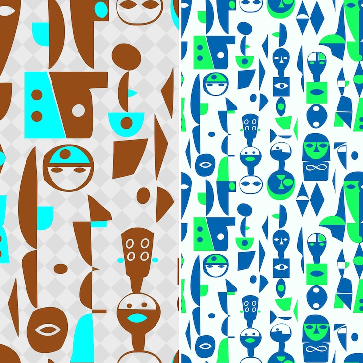 PSD a colorful background with different colored objects and a pattern of different shapes