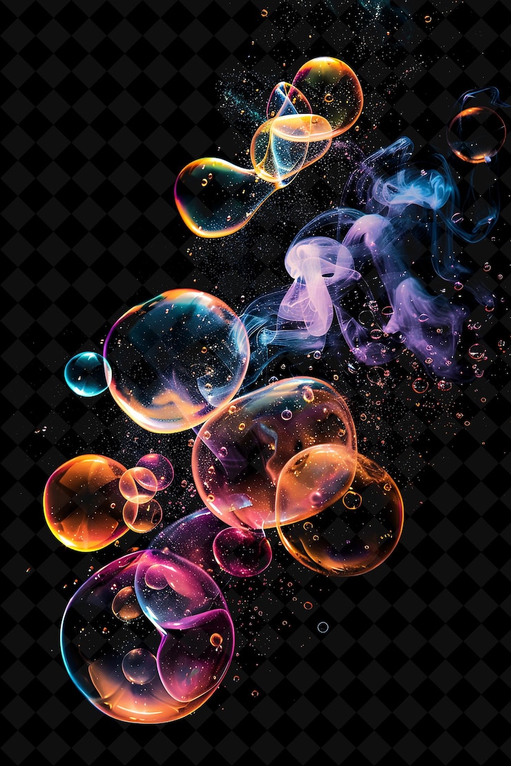 PSD a colorful bubble is surrounded by colorful bubbles