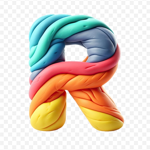 a colorful colorful curved and colored object with the letter r on it