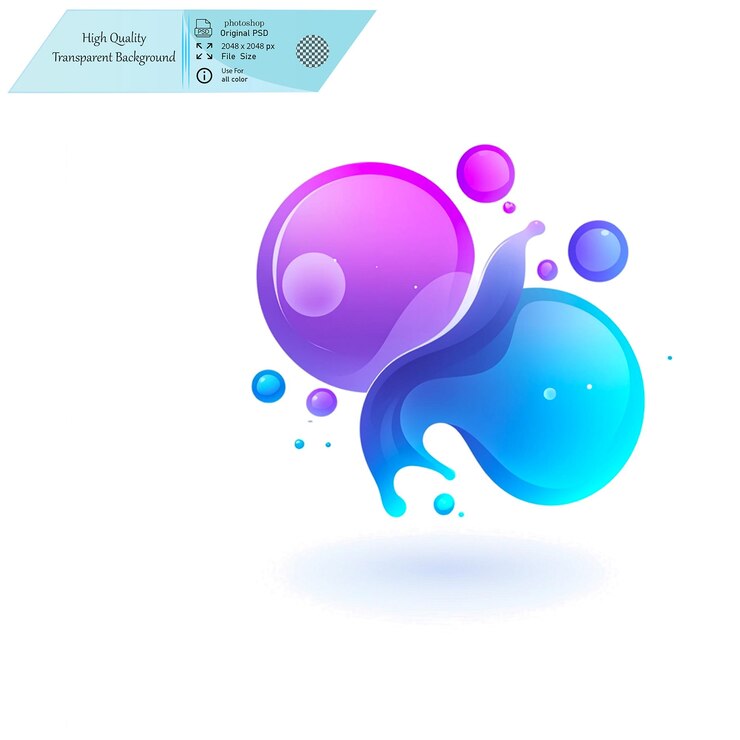 PSD a colorful logo with a blue and pink bubbles in the middle