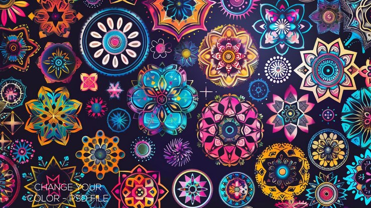 a colorful quilt with a pattern of flowers